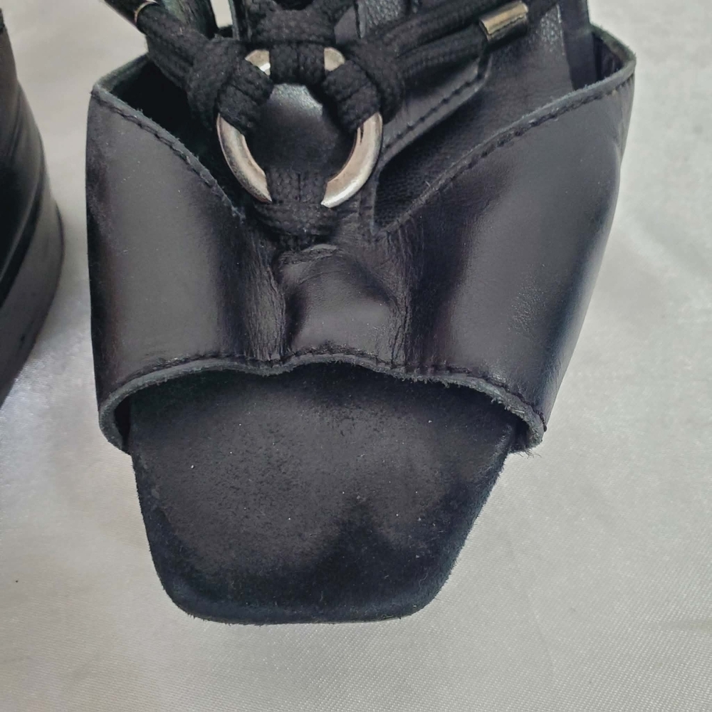 Spaziomoda Black Ankle Strap Heel Sandal Made In Italy 37 - Picture 6 of 16